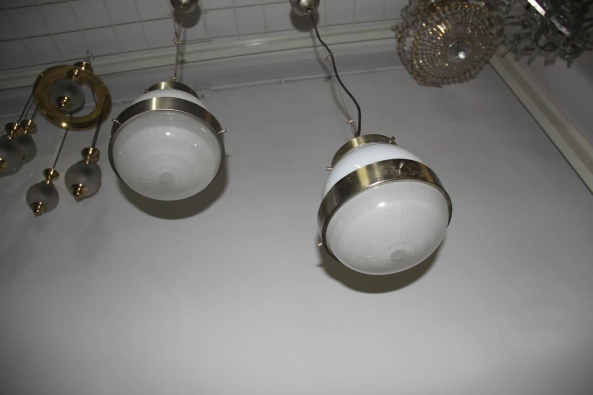 Steel Pair of Delta Ceiling Lamp Round Artemide Sergio Mazza Italian Design, 1960s For Sale