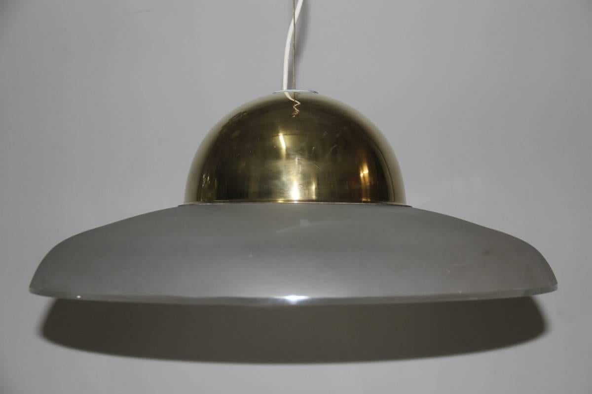 Mid-Century Modern Directional Glass Chandelier in Glass and Very Elegant Brass For Sale