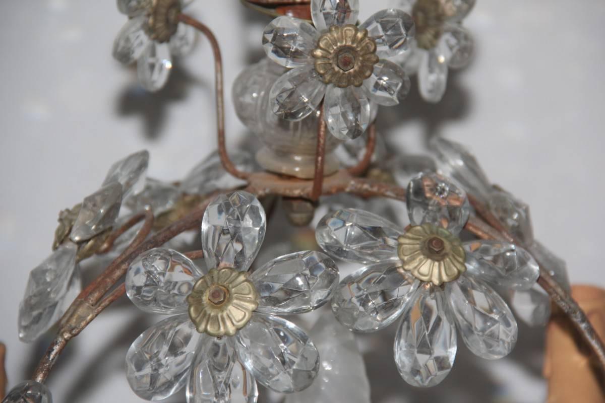 Mid-Century Modern Lampes à lanterne rondes françaises en cristal de style Maison Jansen des années 1950 en vente