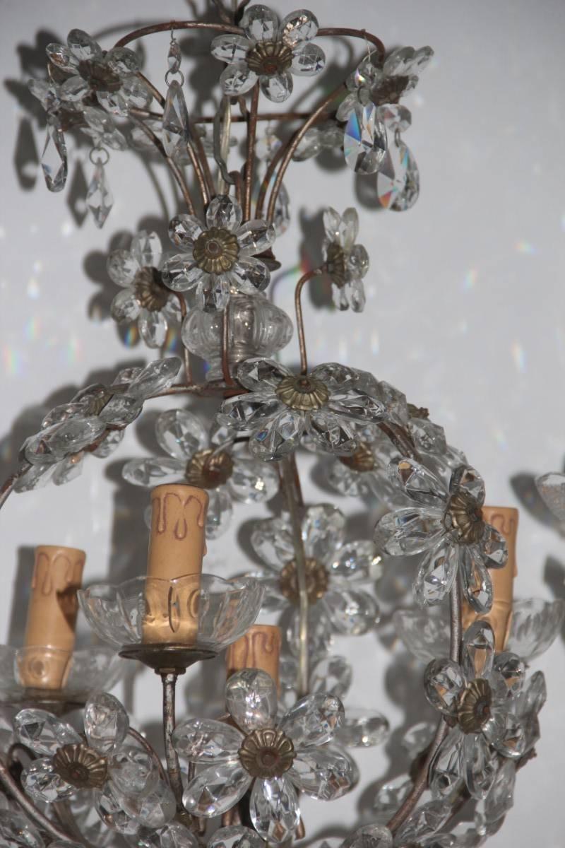 Lampes à lanterne rondes françaises en cristal de style Maison Jansen des années 1950 en vente 3