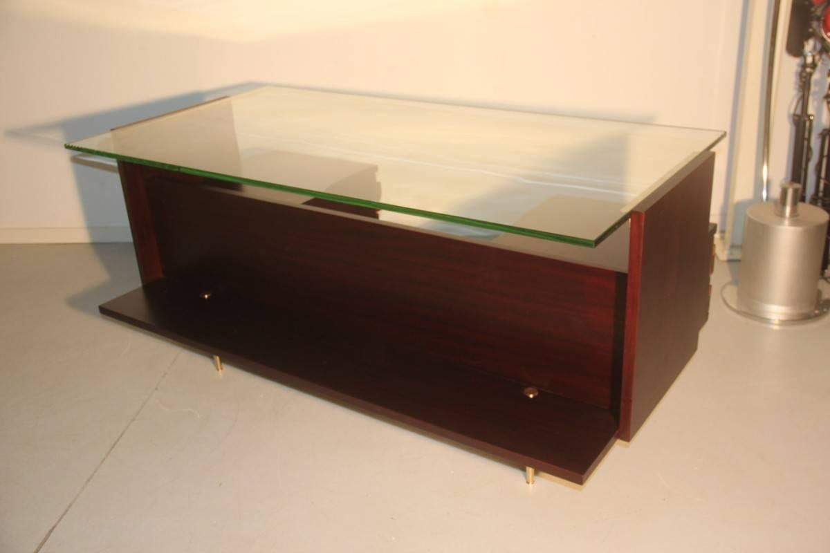 Mid-20th Century Desks Mid-Century Modern Brass Mahogany Laminate 1950 Italian Design 