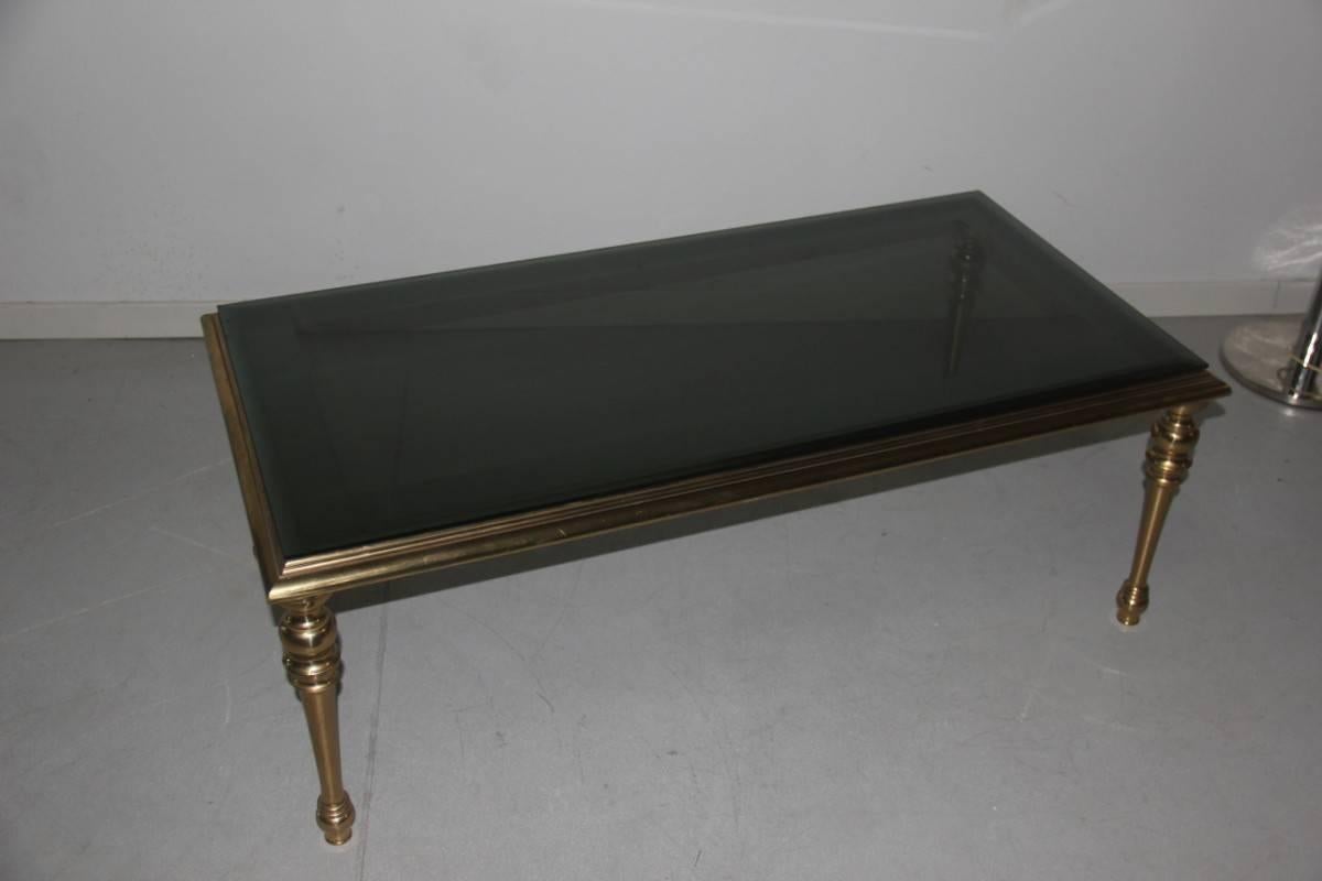 Brass and Crystal Table Attributed to Maison Jansen, Paris, 1970s For Sale 1
