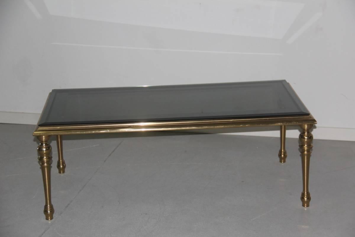 Brass and Crystal Table Attributed to Maison Jansen, Paris, 1970s For Sale 2