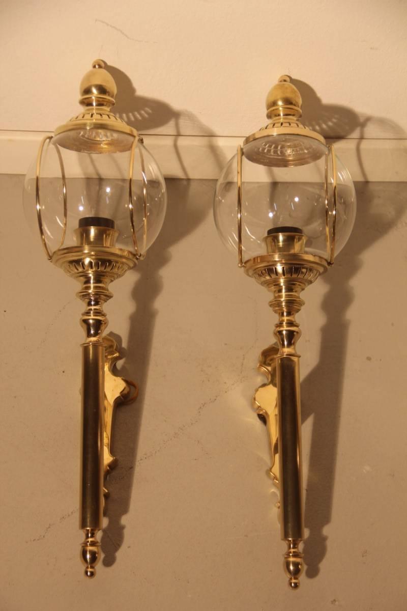 Pair of Large 1960s Brass Applique Very Stylish Design For Sale 1