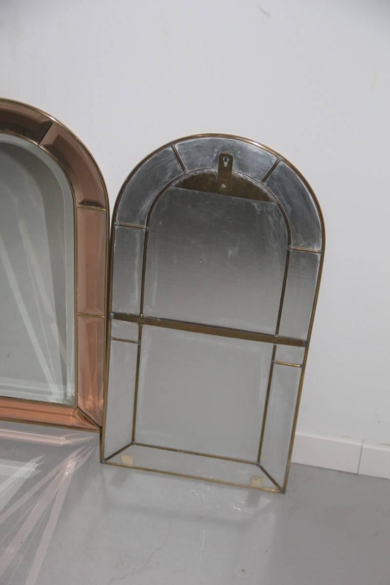 Pair of Special Brass Mirrors, 1970s In Excellent Condition In Palermo, Sicily