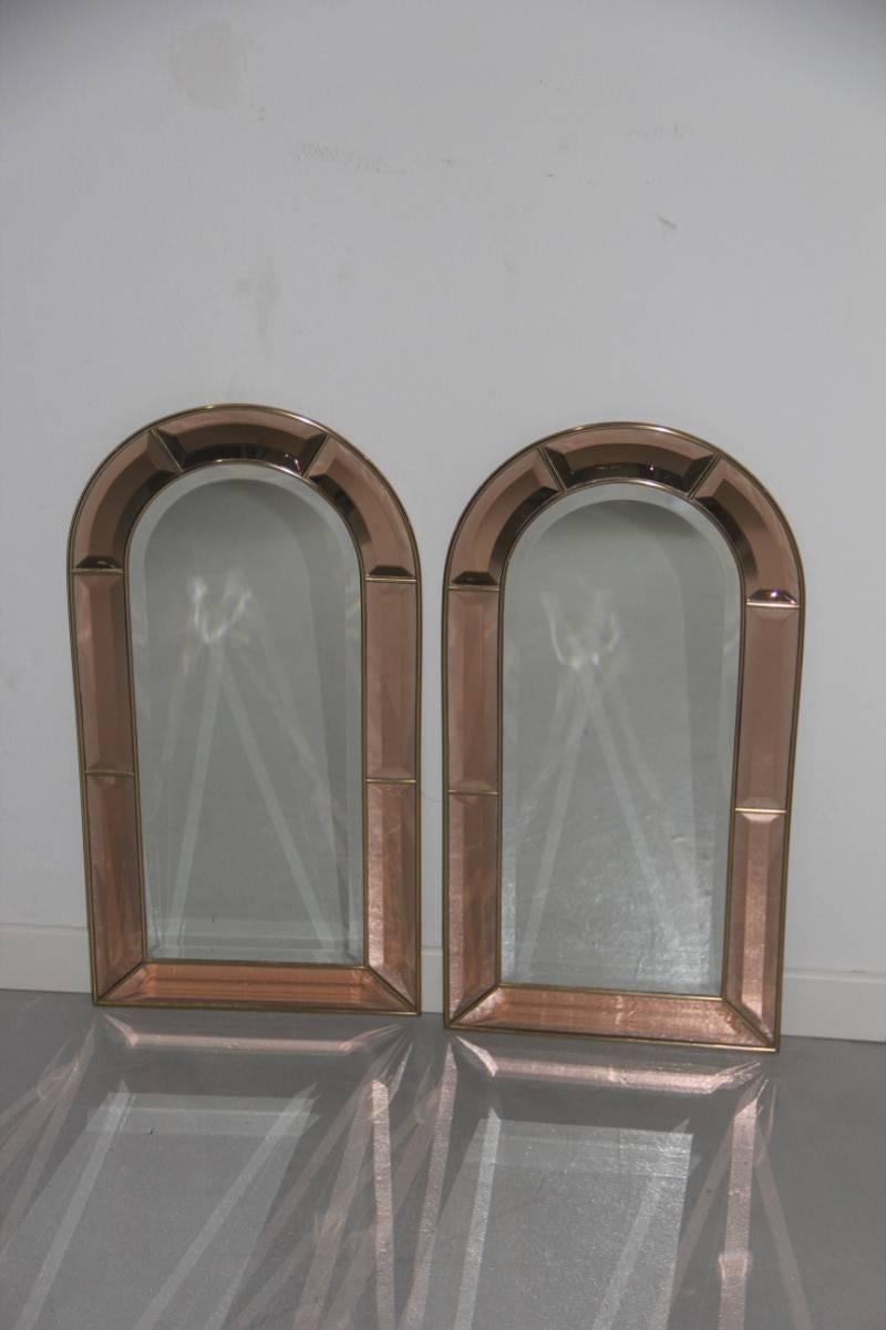Pair of Special Brass Mirrors, 1970s 1