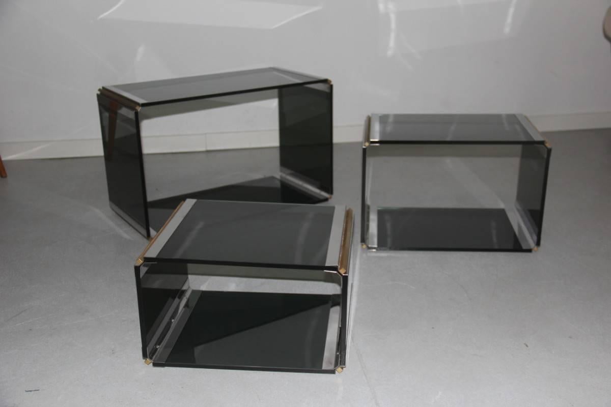 Stainless Steel Coffee Tables and Romeo Rega Design Brass, 1970 For Sale 3