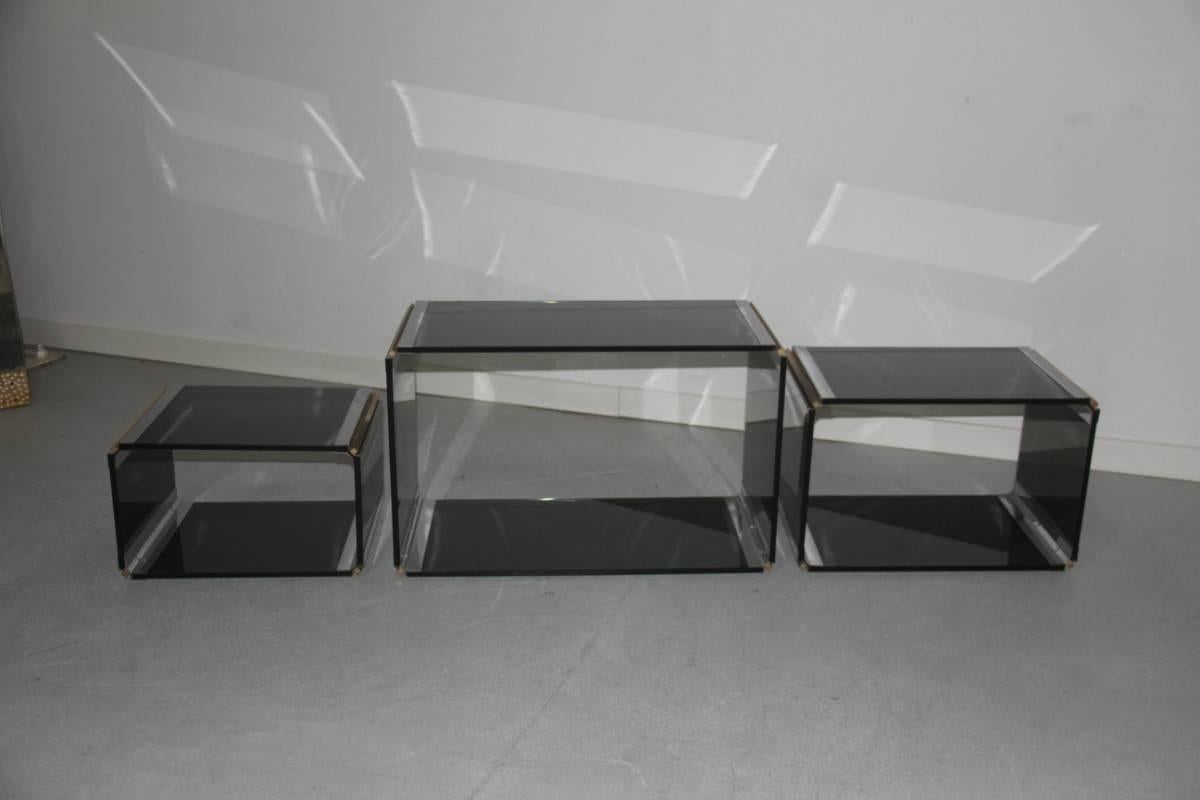 Stainless Steel Coffee Tables and Romeo Rega Design Brass, 1970 For Sale 2