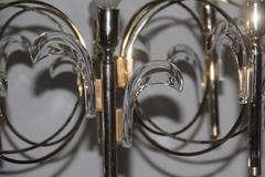 Sculpture Italian Design Chandelier  Crystal Brass Gold Aldo Marchetti 1970s