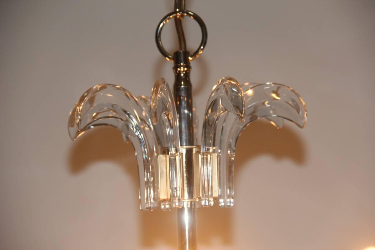 Sculpture Italian Design Chandelier  Crystal Brass Gold Aldo Marchetti 1970s  For Sale 1