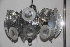 Chandeliers Steel Glasses, 1970s Italian Design Pop Art Torlasco