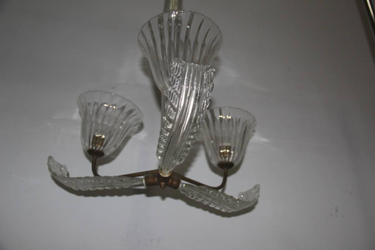 Murano Chandelier 1940s Italian Design Barovier Manufacture In Good Condition For Sale In Palermo, Sicily