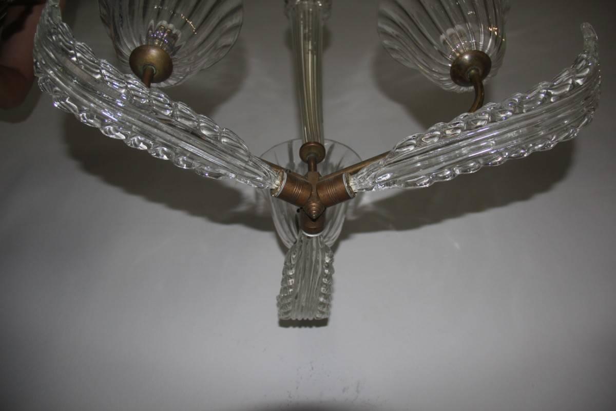 Brass Murano Chandelier 1940s Italian Design Barovier Manufacture For Sale