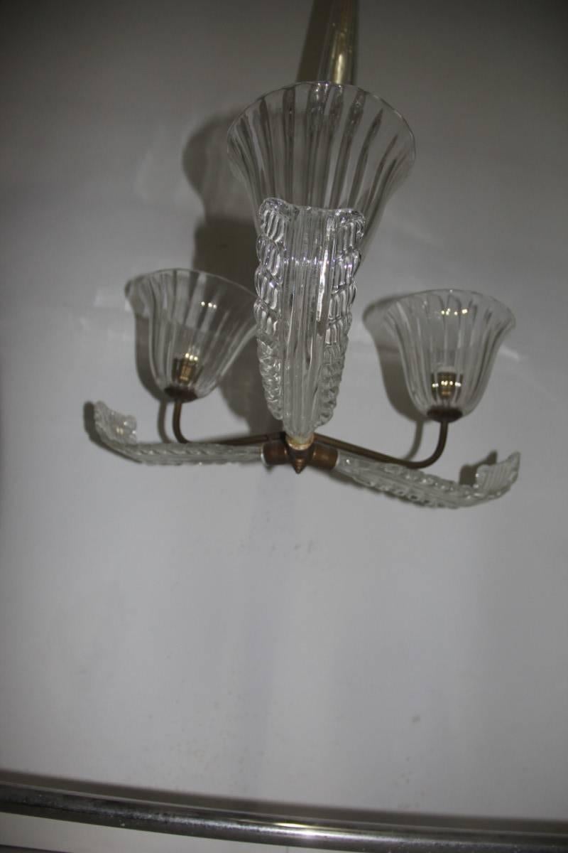 Murano Chandelier 1940s Italian Design Barovier Manufacture For Sale 3