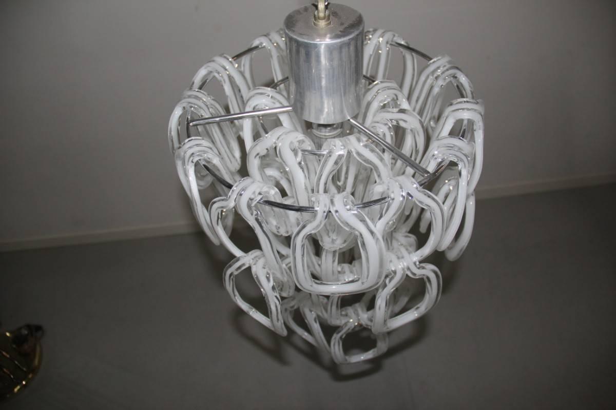 Metal Chandelier Mangiarotti Giogali 1970 Murano Art Glass