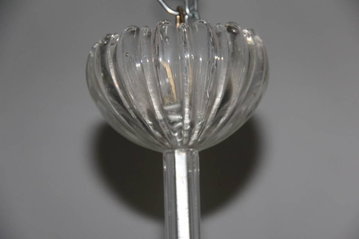 Metal Mid-Century Modern Chandelier Glass Murano 1940s Barovier Design For Sale