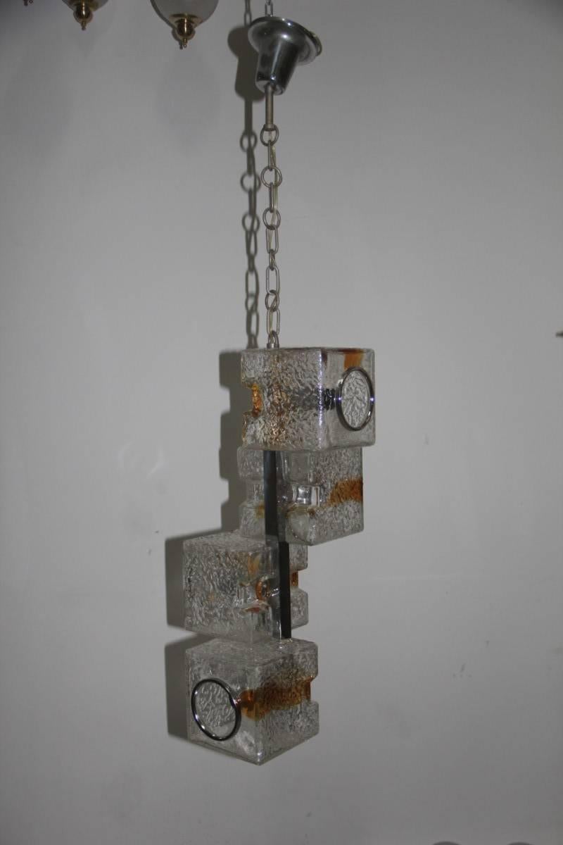 VeArt sculpture cube design chandelier 1970s Murano art glass. 

Measures: cm 70 more chain.