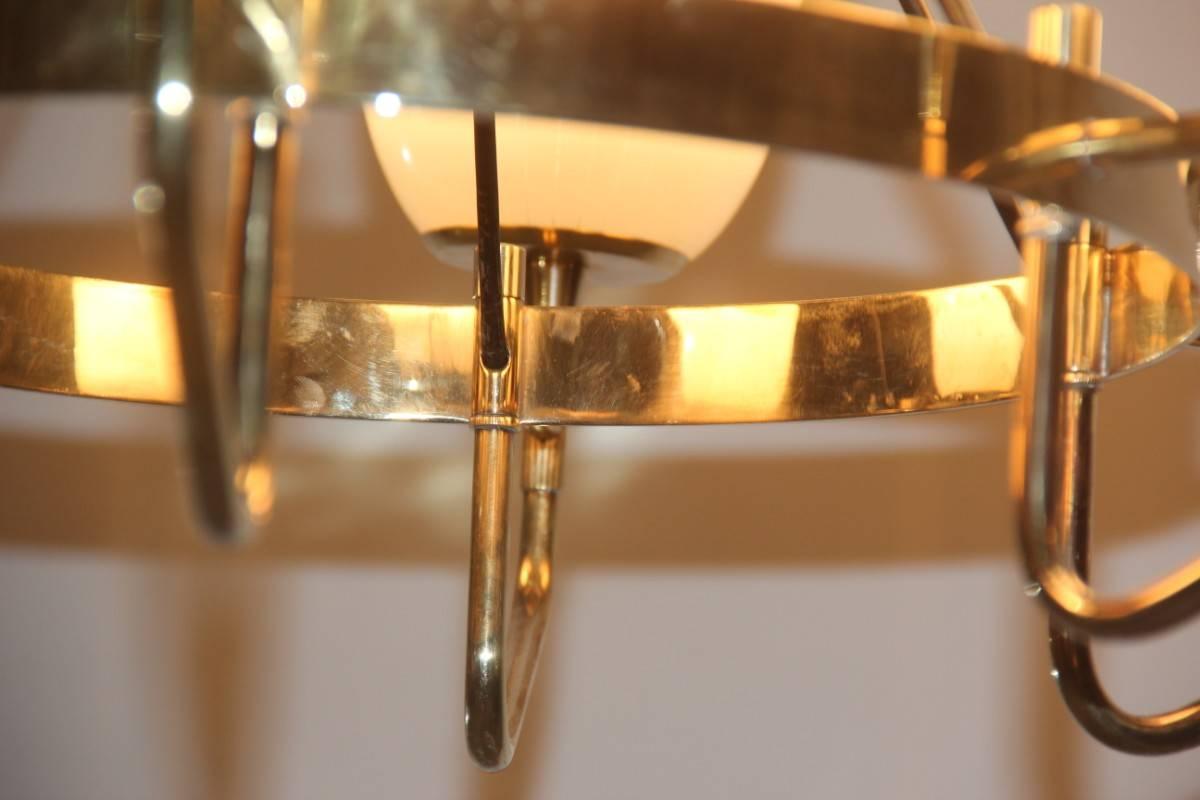 Chandelier Brass, Glass, mid century modern Italian design  2