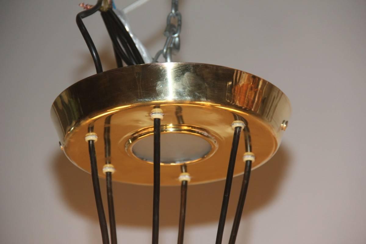 Chandelier Brass, Glass, mid century modern Italian design  3