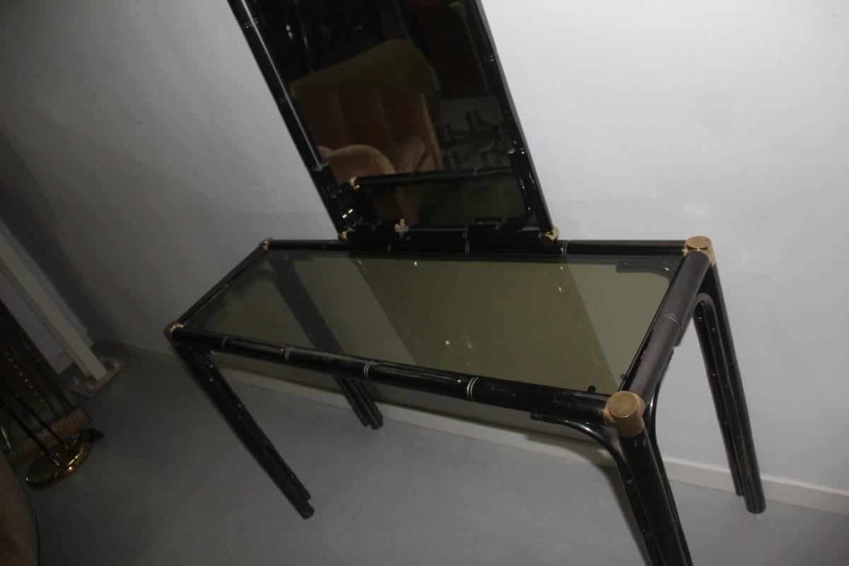 Console with Italian Designer Mirror Bamboo Cane In Good Condition For Sale In Palermo, Sicily