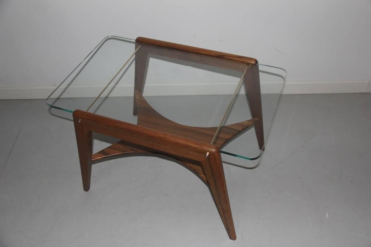 Mid-20th Century Italian Table Coffee Mid-Century modern wood and Crystal 1950 