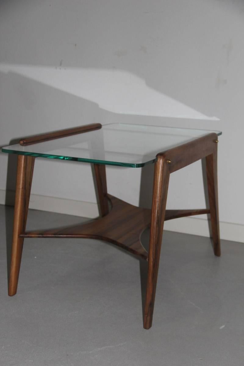 Art Glass Italian Table Coffee Mid-Century modern wood and Crystal 1950 