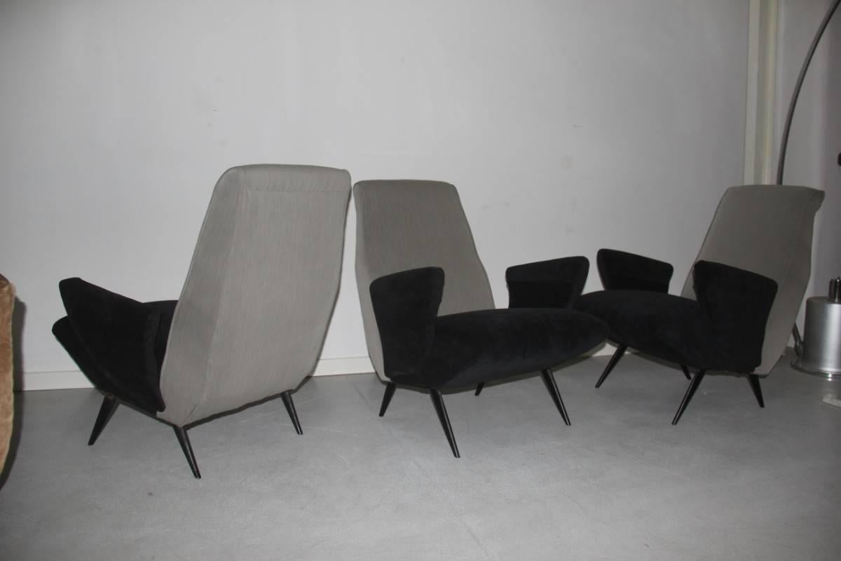 Mid-Century Modern Nino Zoncada Armchair for Framar Made in Italy, 1950 Grey Black For Sale