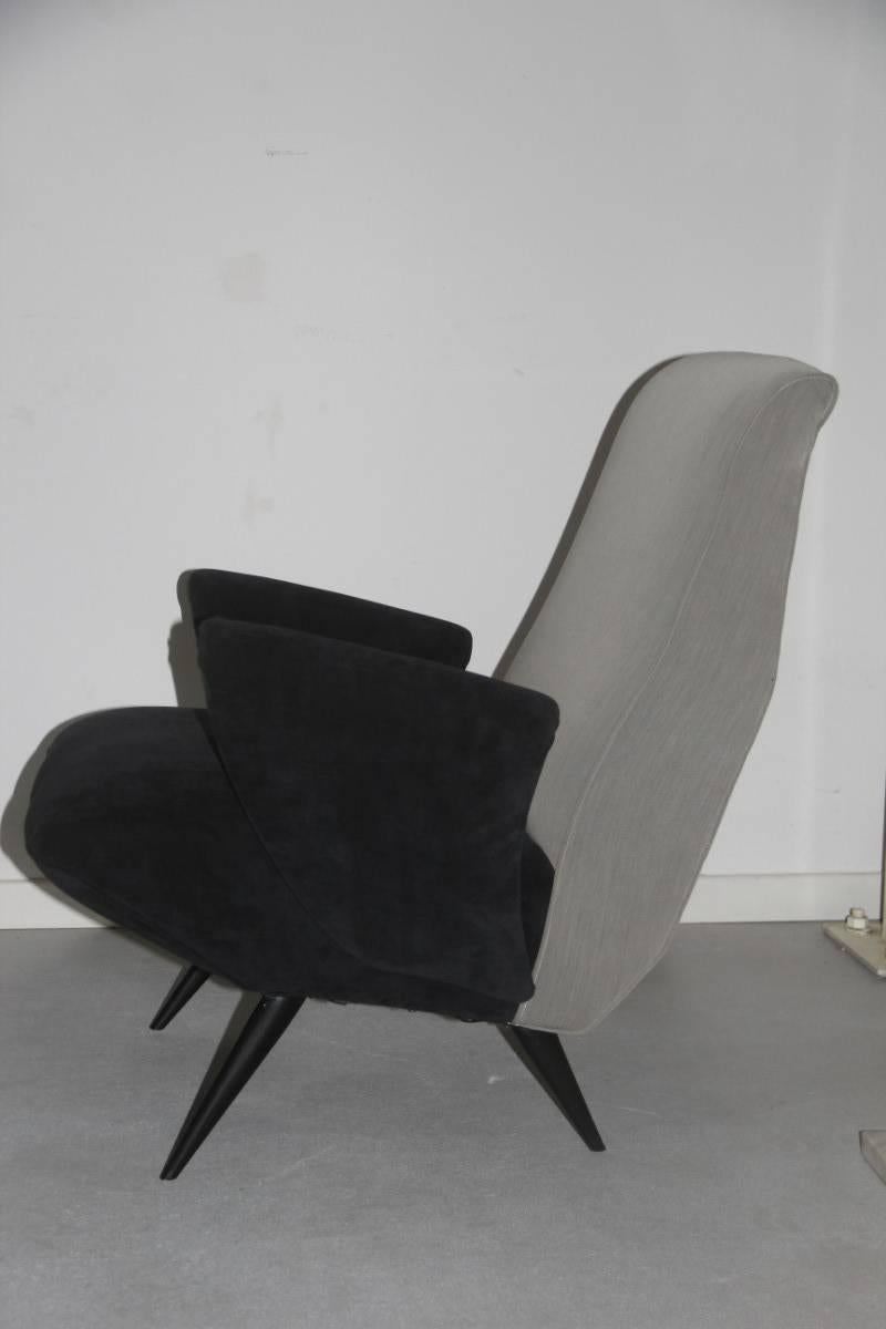 Italian Nino Zoncada Armchair for Framar Made in Italy, 1950 Grey Black For Sale