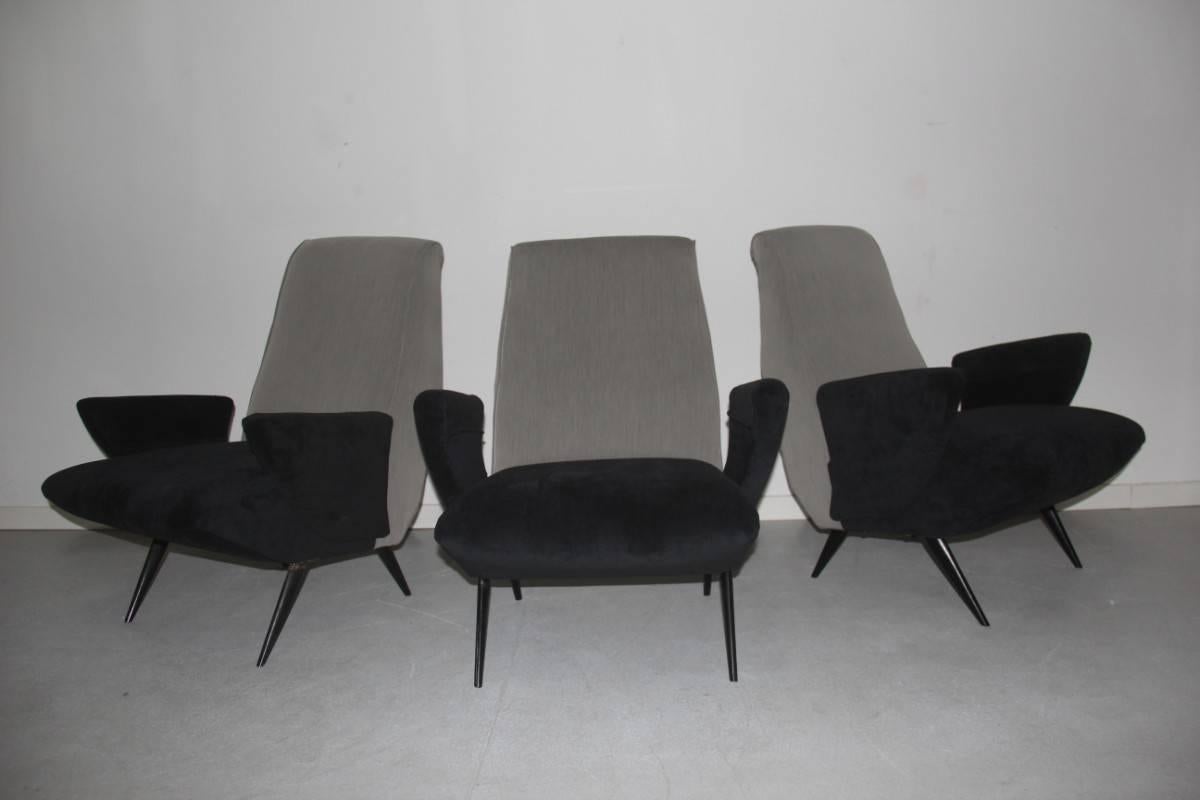 Metal Nino Zoncada Armchair for Framar Made in Italy, 1950 Grey Black For Sale