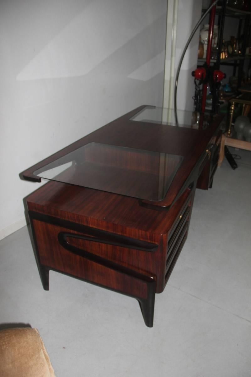 Italian Rosewood Desk Refined Attributed Gio Ponti Mid-Century Modern design 