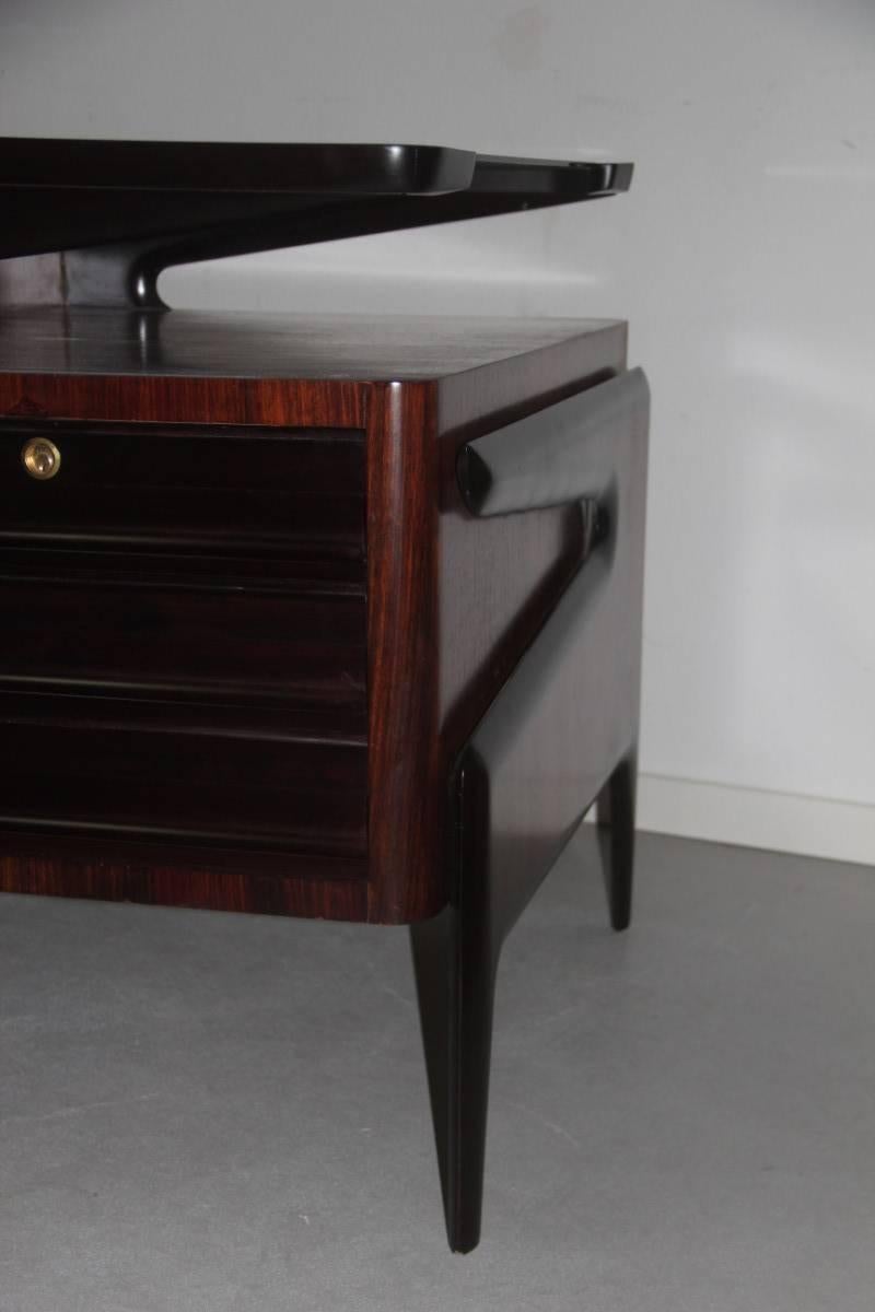 Mid-20th Century Rosewood Desk Refined Attributed Gio Ponti Mid-Century Modern design 