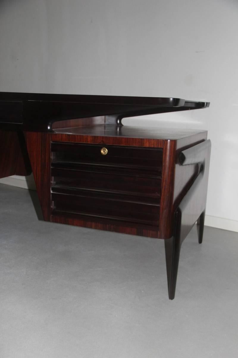 Rosewood Desk Refined Attributed Gio Ponti Mid-Century Modern design  1