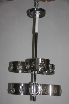 Lampadari di cristallo in acciaio, design italiano anni '70