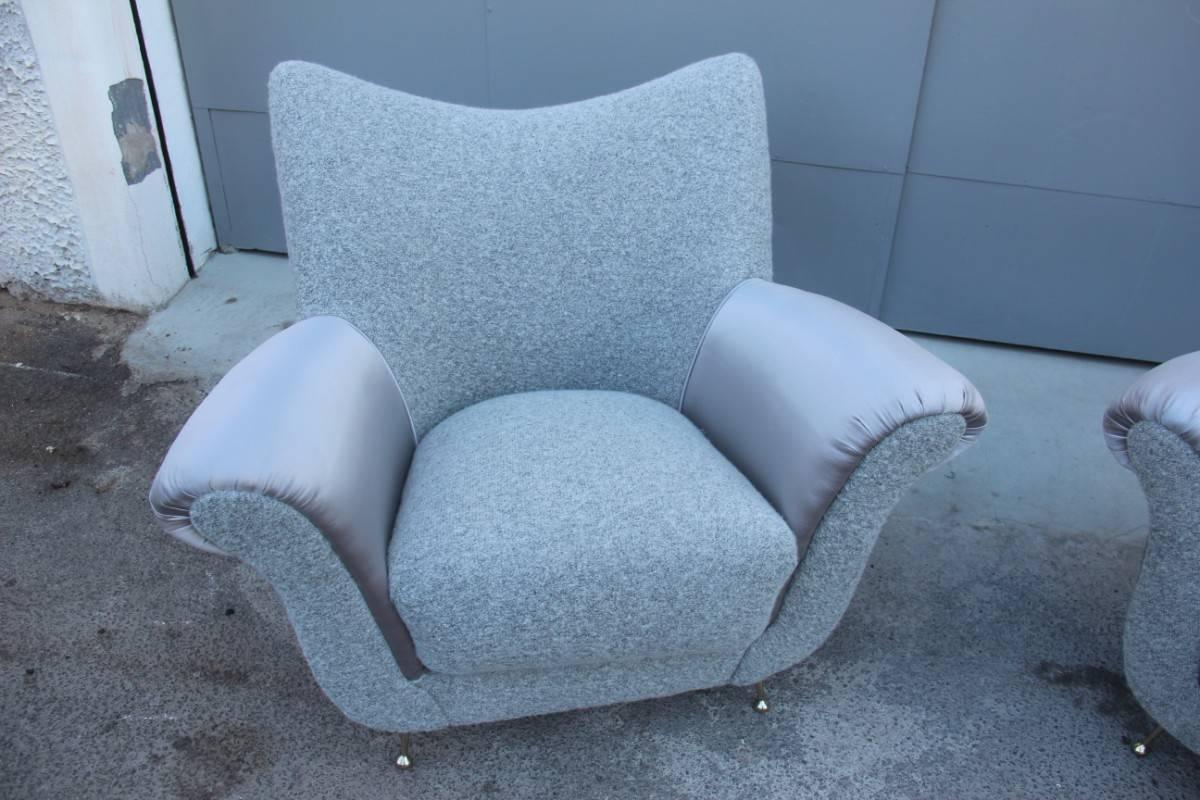 Pair of Armchairs Mid-Century Italian Design Grey Very Elegant In Good Condition For Sale In Palermo, Sicily