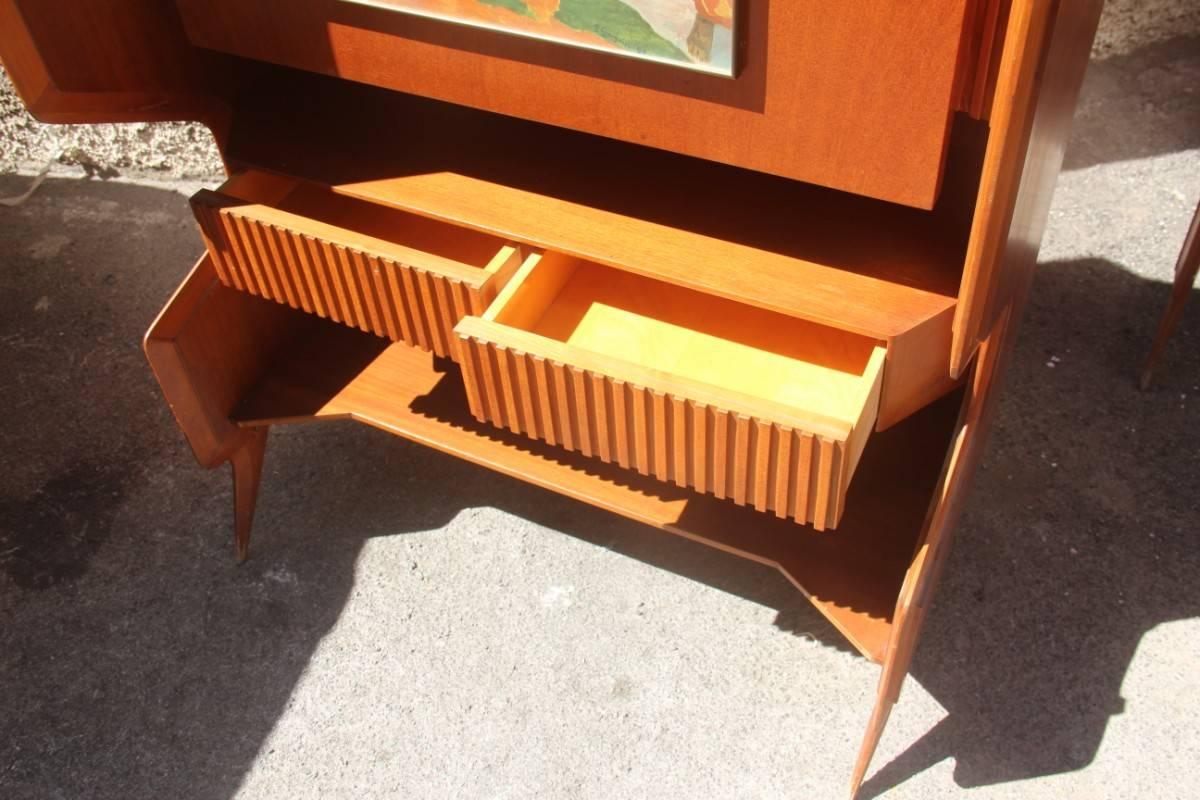 Pair of Cabinet Bar Italian Mid-Century Modern Mahogany 1950 Silvio Cavatorta For Sale 1