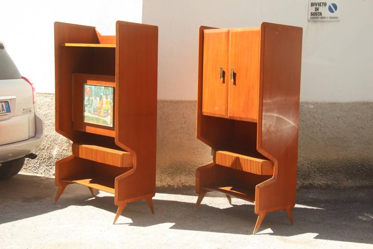 Paire de meubles de bar de bar italiens en acajou de style mi-siècle moderne Silvio Cavatorta, 1950 en vente 4