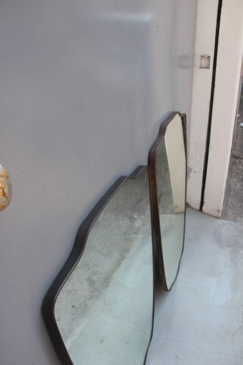 Mid-Century Modern Pair of Mid-Century Italian Original Wall Mirror Brass