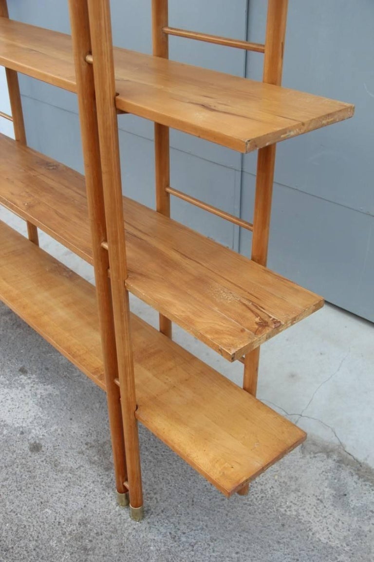 Minimalist Bookcase 1960s, Italian Design Wood Brass at 1stDibs
