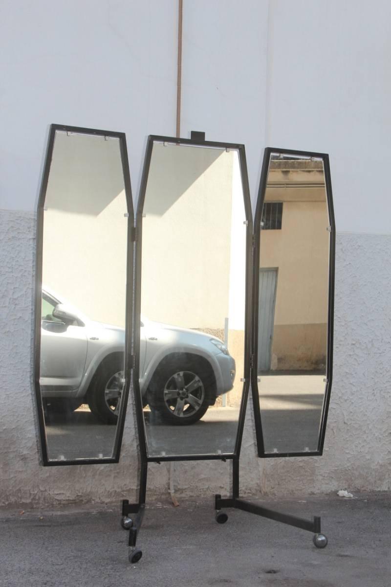 Mid-20th Century Room Mirror 1950, Metal, Lacquered, Mid-Century Modern Italian Design