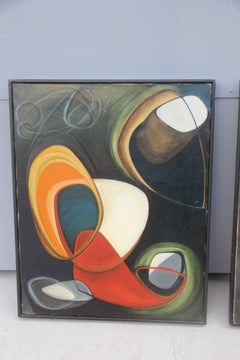 Oils on Canvas of the 1953 Antonio Franchini Painter Italian Design Minimalist