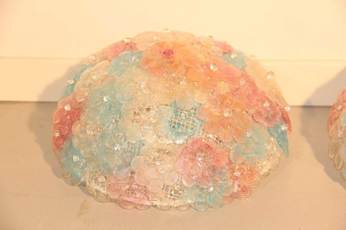 Lampada da soffitto con mazzo di fiori in vetro artistico di Murano, anni '40 - metà del secolo scorso In condizioni buone in vendita a Palermo, Sicily