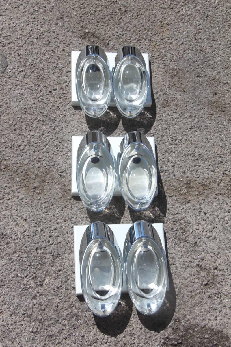 Pop Art Wall Sconces Stilkronen, Italy, 1970s Glass Chrome Metal Italian Design In Good Condition For Sale In Palermo, Sicily