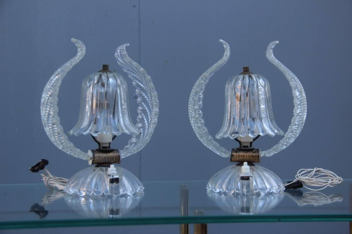 Murano Glass Italian Midcentury Design Murano Table Lamp, 1940s For Sale