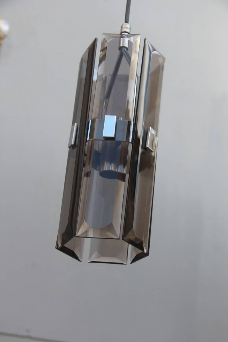 Art Glass Essential and Minimal Italian Ceiling Light, 1970s Veca Design For Sale