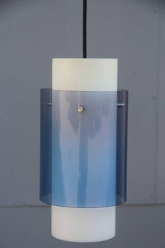 Minimal Lighting Guzzini Design, 1960s Italian Sculpture Blue Color White