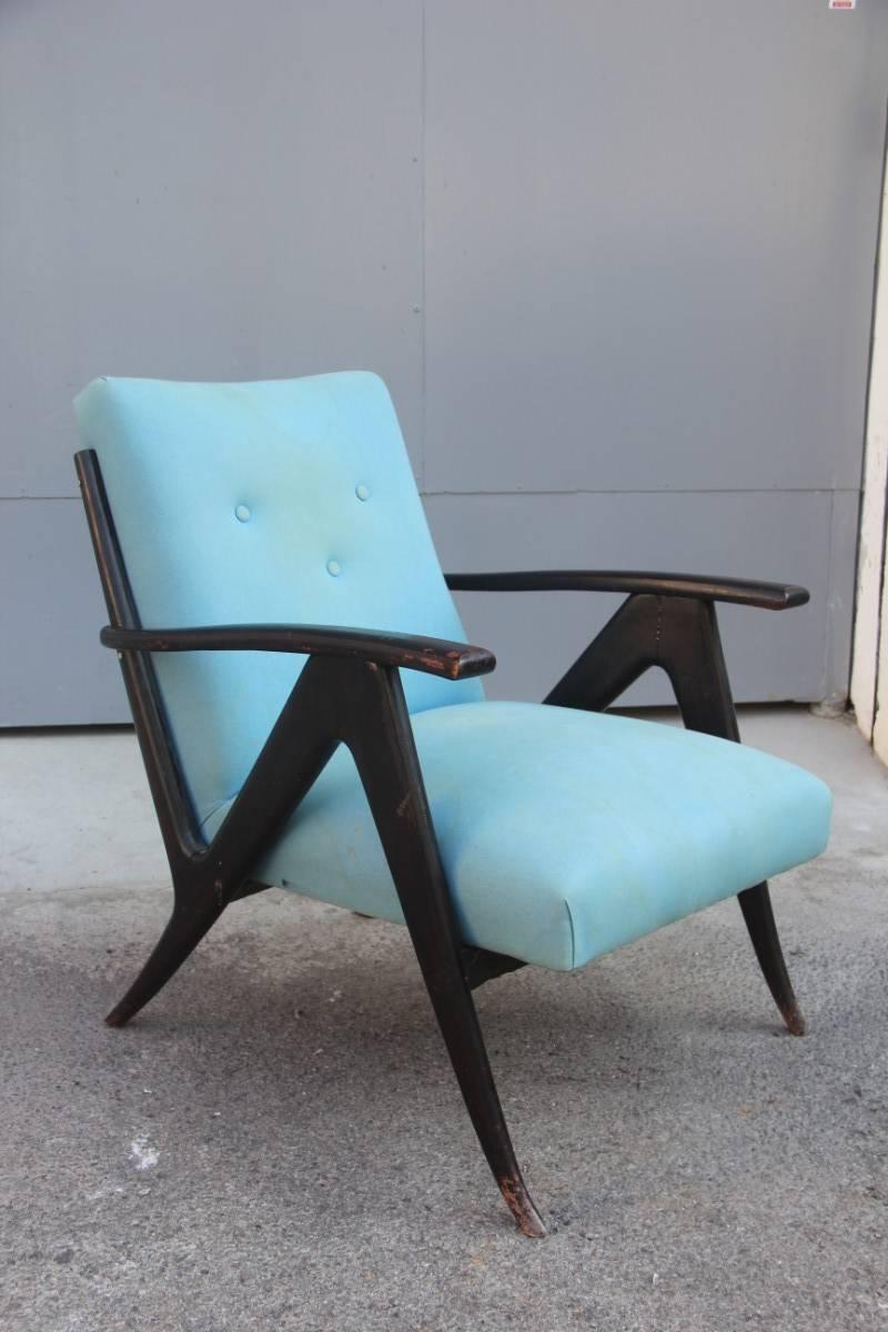 Particular original old armchair, 1950, Italian design.