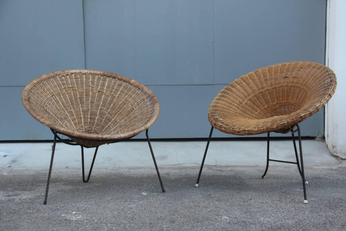 Bamboo chair Italian design 1950s Bonacina Design. Old original condition.
