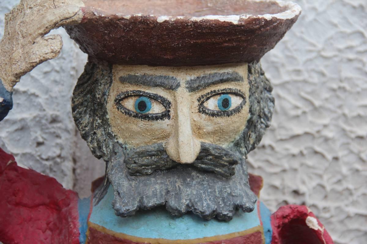 Large sculpture Desimone 1960 very special and rare, fisherman.
Made in clay ground, paperwork pieces and decorated with cold colors, very particular and rare in its kind.