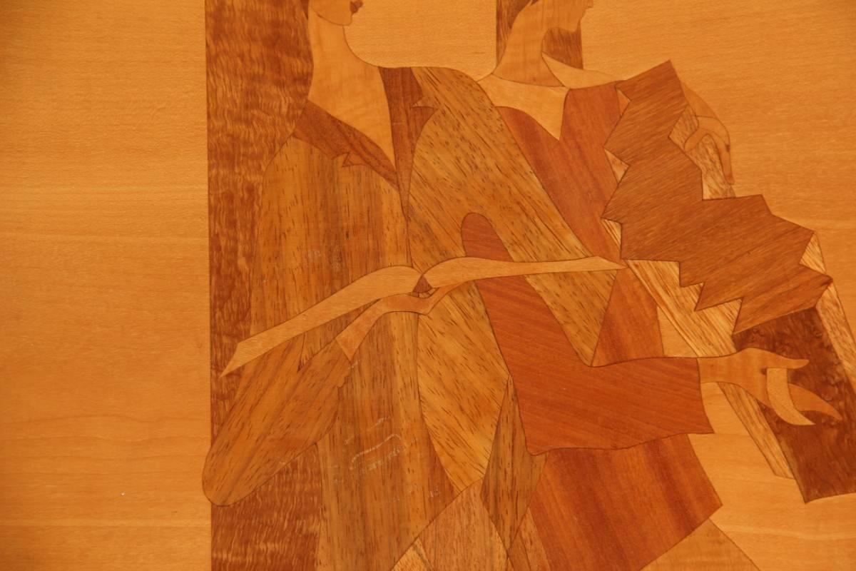 European Panel in Precious Wood Inlays 1950 Luigi Scremin For Sale