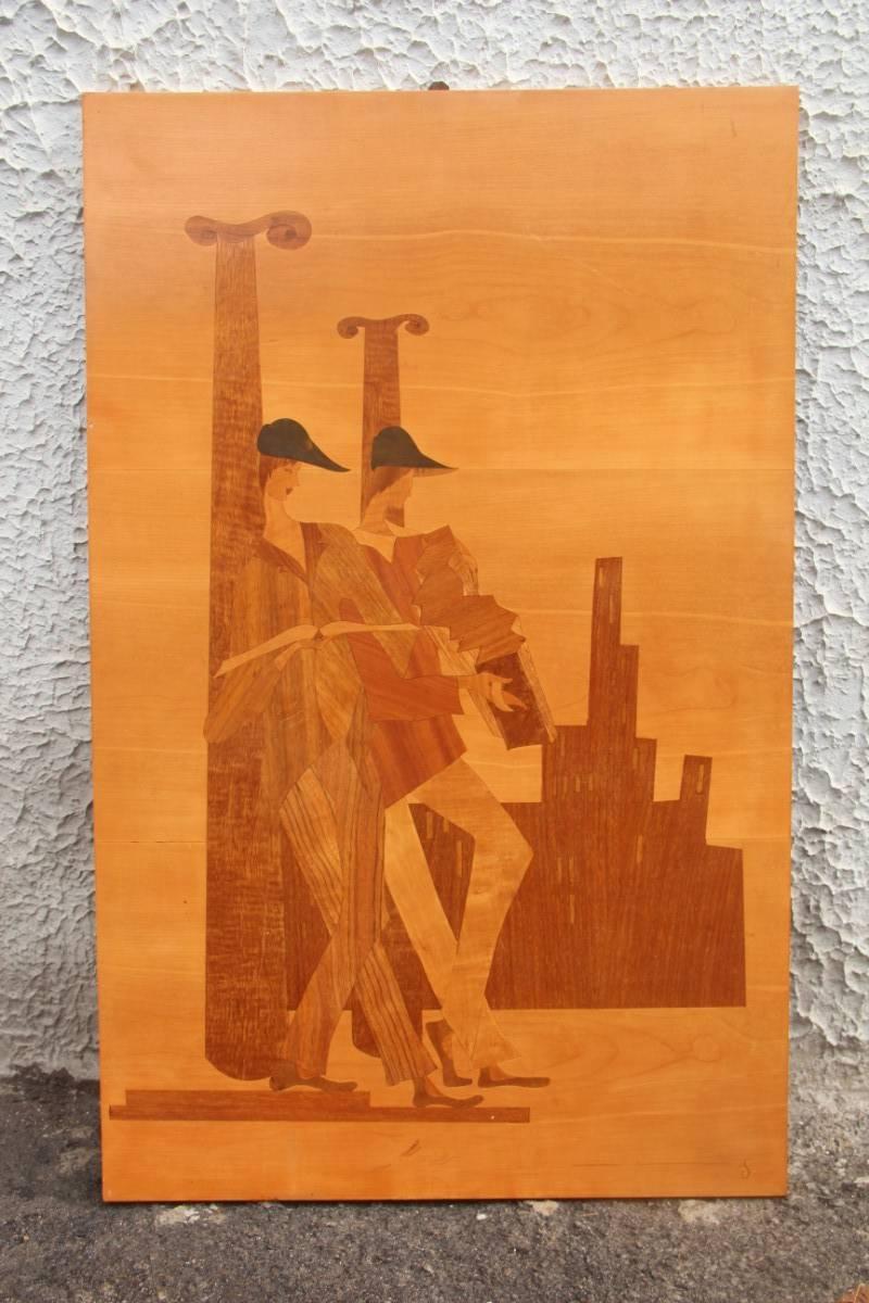 Panel in Precious Wood Inlays 1950 Luigi Scremin For Sale 2